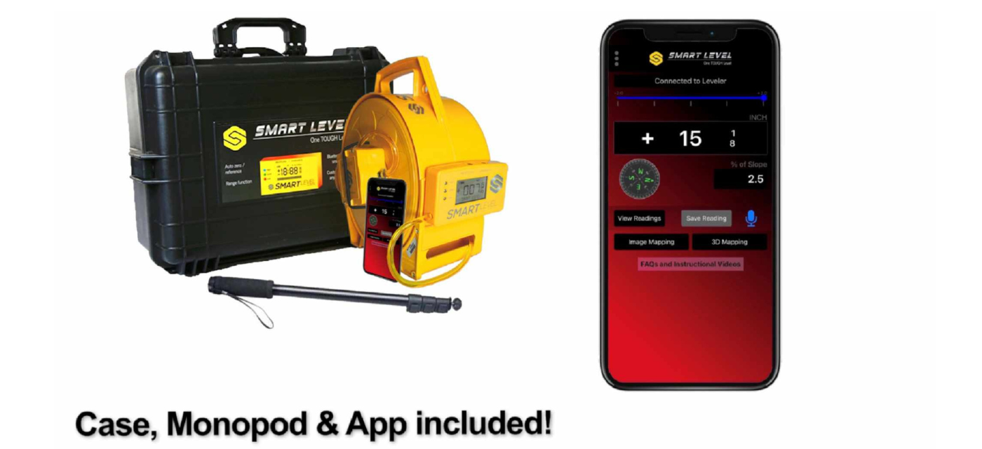 Precision Construction Altimeter with Bluetooth, Carrying case, Monopod, and Smart Level app 1/16